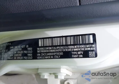 2017 Jeep Renegade Latitude Fwd from USA, damaged, VIN ZACCJABBXHPF85383